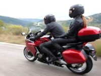 riding on a motorbike